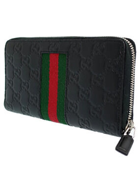 Gucci Round Web Long Signature Around Wallet Zipper Zip